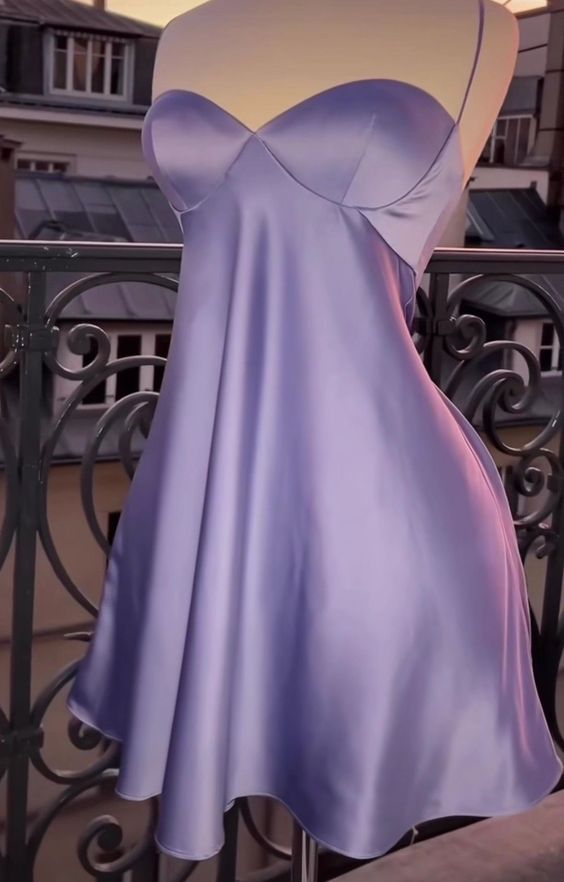 Sexy A line Lilac Short Homecoming Dresses Cocktail Dress fg6491 - View 2 | VelvetHem