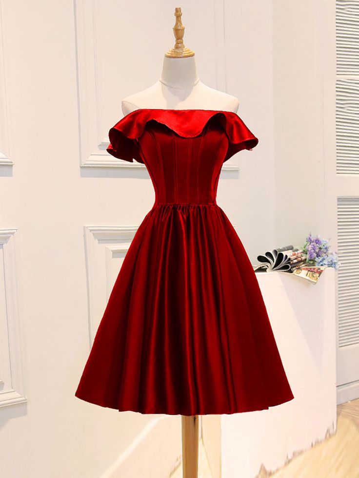 A-Line Satin Short Prom Dress, Homecoming Dress fg6414 - View 5 | VelvetHem