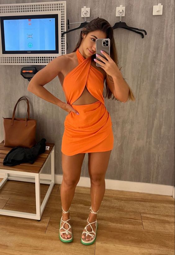 Orange Short Dress Women Short Evening Party Dresses fg6153 - View 2 | VelvetHem