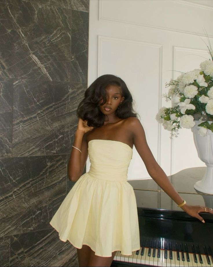 Light Yellow Strapless Homecoming Dresses Mini Prom Party Dress fg6071 - VelvetHem