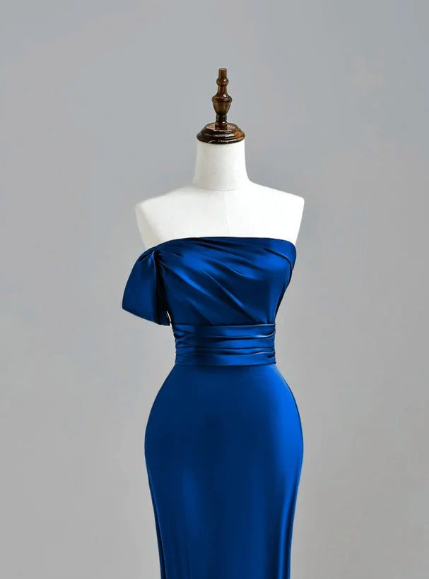 Royal Blue Satin Mermaid Long Party Dress, Royal Blue Prom Dress fg6663 - View 2 | VelvetHem