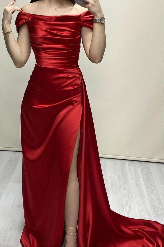 Elegant Boat Neck Evening Dress with Slit Popular Prom Dress fg6150 - View 2 | VelvetHem