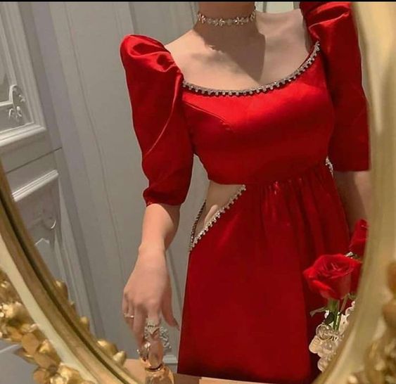 Sexy A line Red Short Prom Party Dress Short Birthday Dress fg6379 - View 2 | VelvetHem