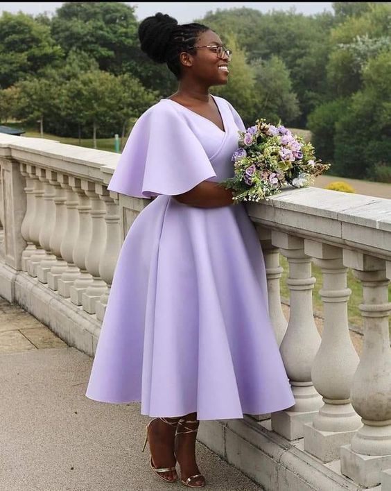 V Neck Evening Dress Fashion Gown Lilac Bridesmaids dresses fg6067 - VelvetHem