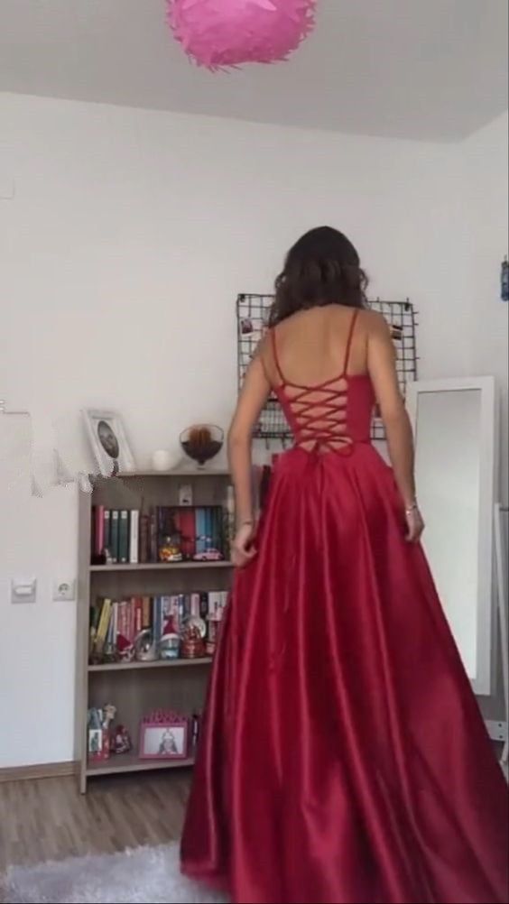 A Line Straps Floor Length Evening Gown Prom Dresses fg6534 - View 2 | VelvetHem