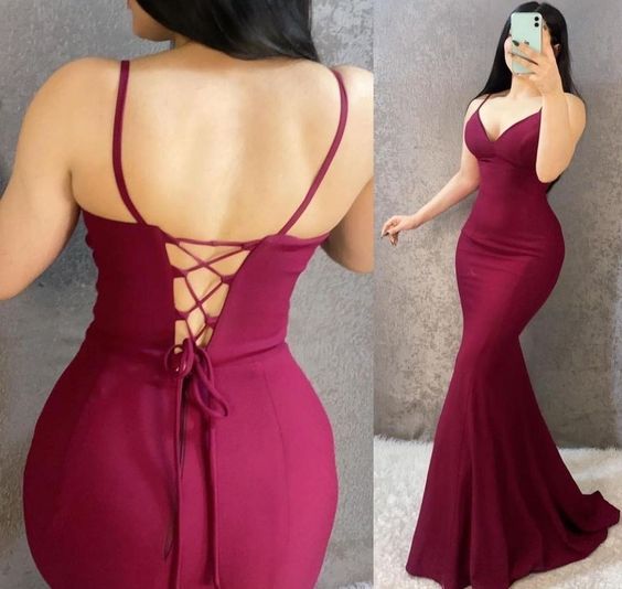 burgundy sleeveless spaghetti-straps prom evening dress fg6615 - View 2 | VelvetHem