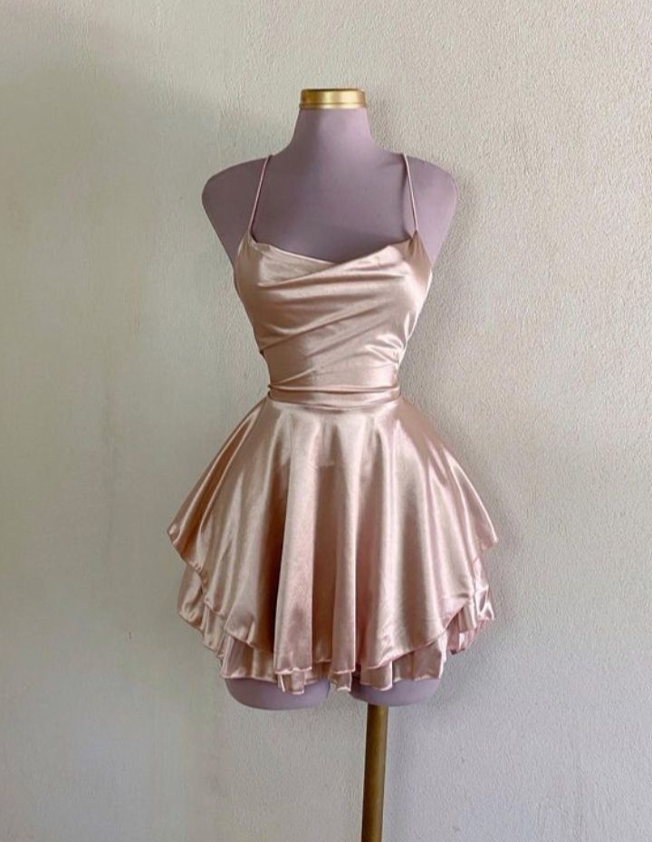 Vintage A line Champagne Birthday Outfits Satin Homecoming Dress fg6120 - VelvetHem