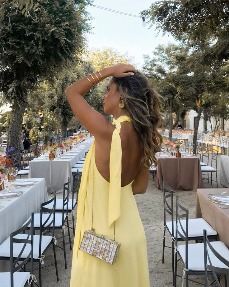 Backless Chiffon Yellow Long Prom Dresses Evening Gowns fg6573 - View 3 | VelvetHem