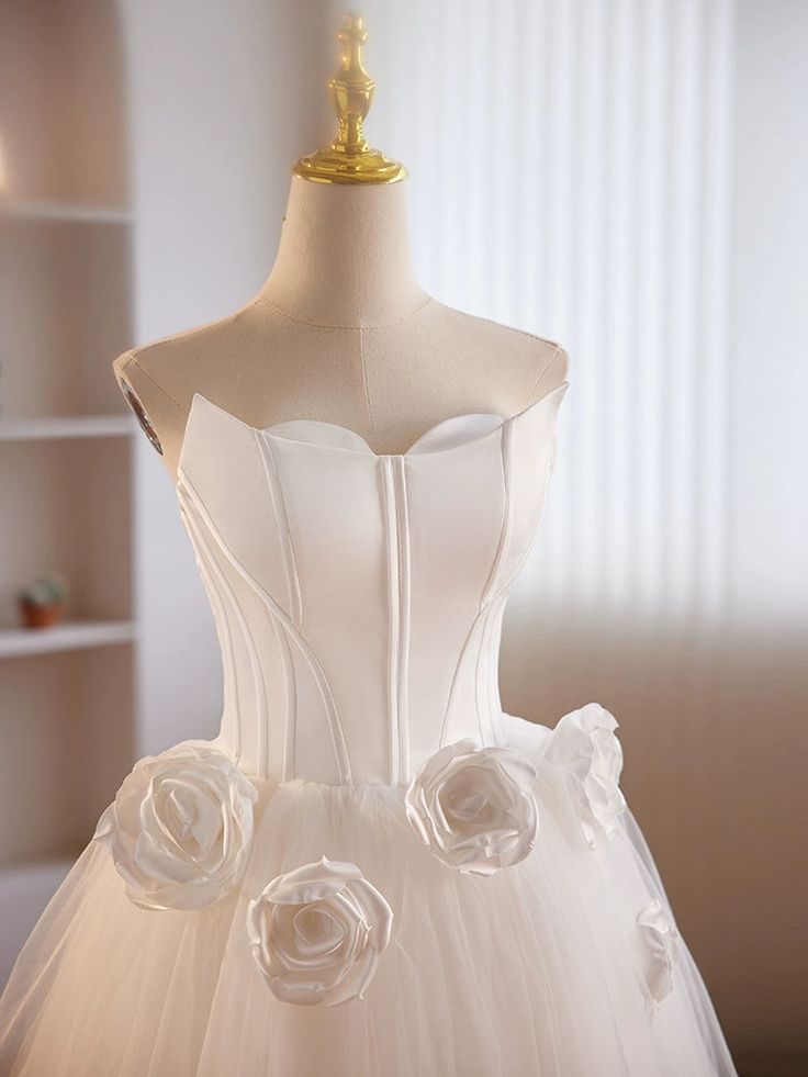 Unique White Tulle Satin Short Prom Dress, White Homecoming Dress fg6369 - View 3 | VelvetHem