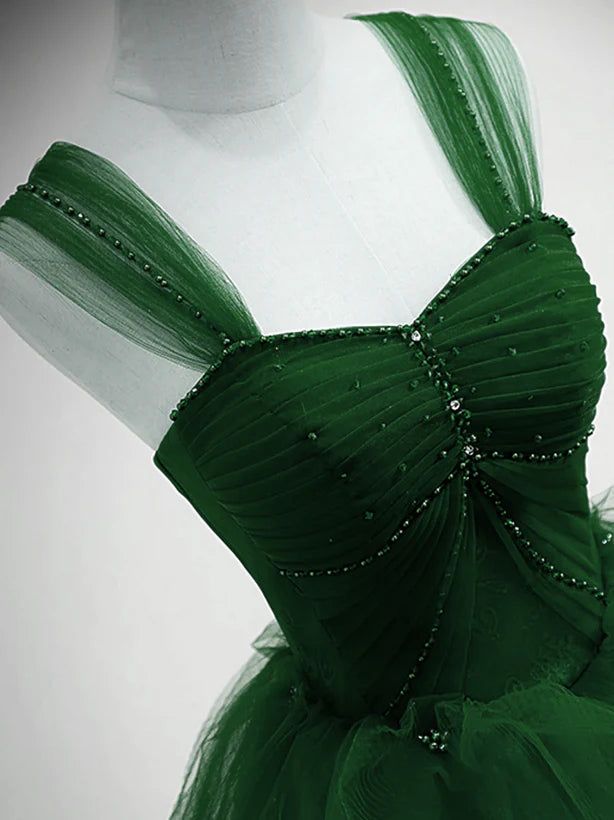 Beaded Tulle Off Shoulder Long Party Dress Tulle A-line Prom Dress Ball Gown Quinceanera Dress fg6628 - View 3 | VelvetHem