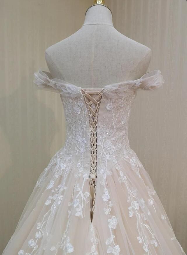Off The Shoulder Wedding Dress With Sweep Train fg6601 - View 2 | VelvetHem