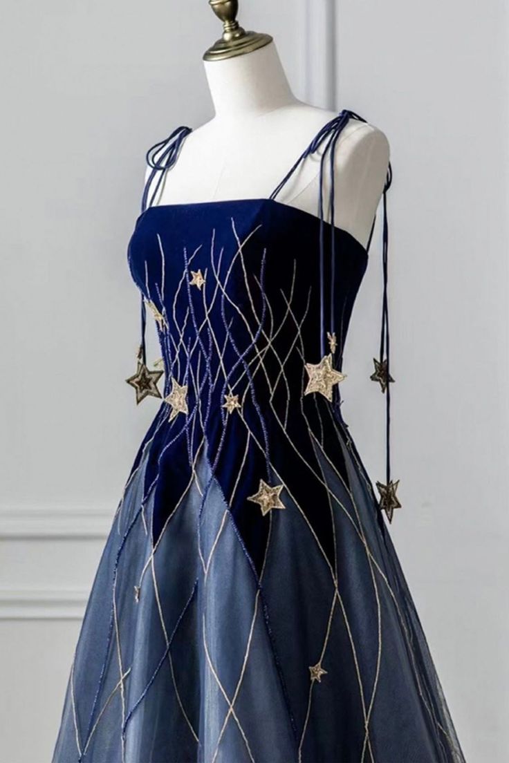 Spaghetti Strap Long Prom Dress with Star, Evening Party Dress fg6247 - View 3 | VelvetHem