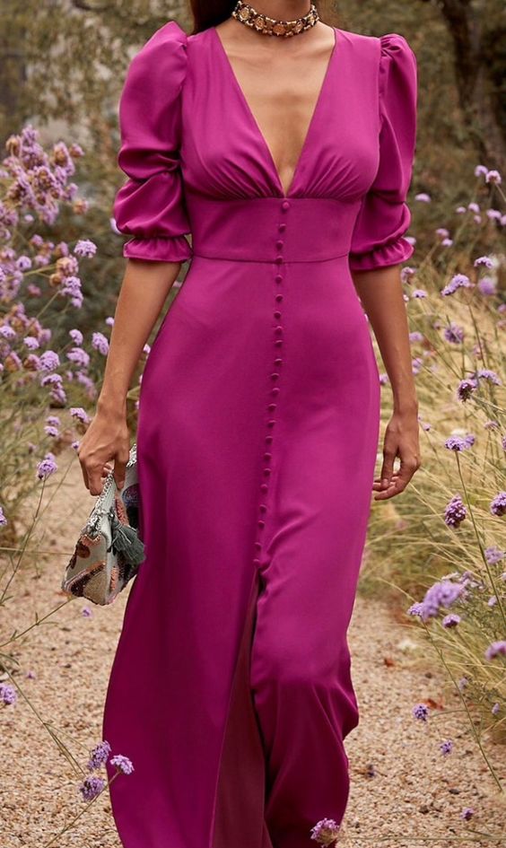 Women's V Neck Evening Dress Half Sleeves New Fashion Gown fg6066 - VelvetHem
