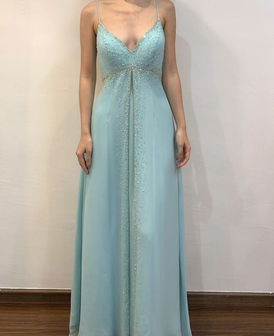 Spaghetti strap v neck evening dress,party dress, prom dress fg6234 - View 2 | VelvetHem