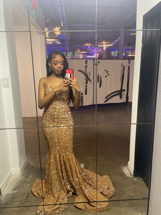 Sparkle Sequins Mermaid Evening Gowns Chic Strapless Prom Dresses fg6778 - View 2 | VelvetHem