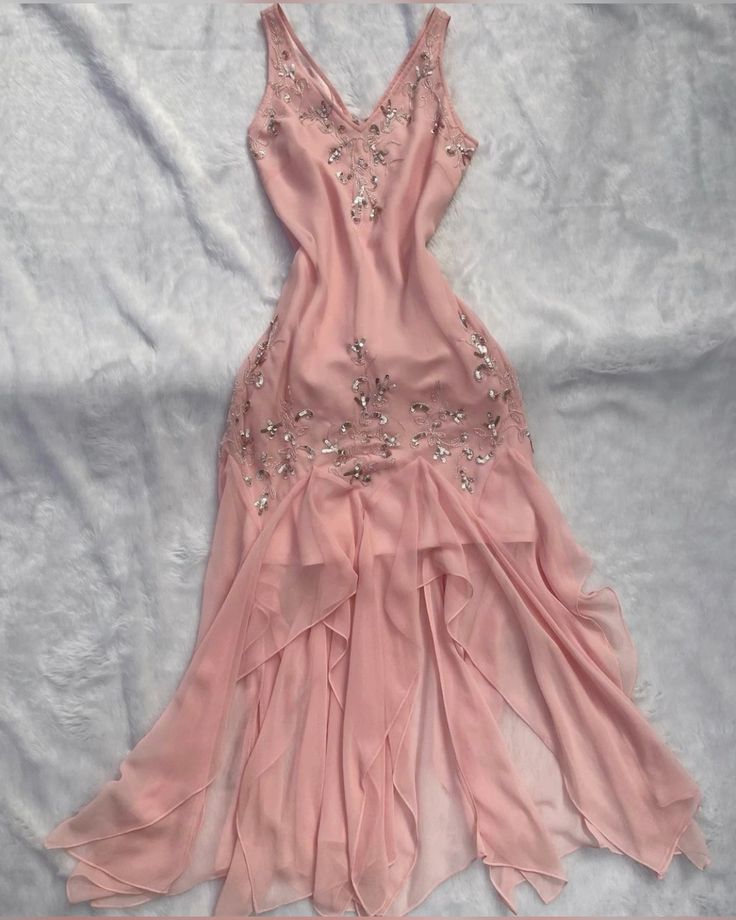Pink V Neck Chiffon Long Party Dress Evening Dress fg6667 - View 2 | VelvetHem