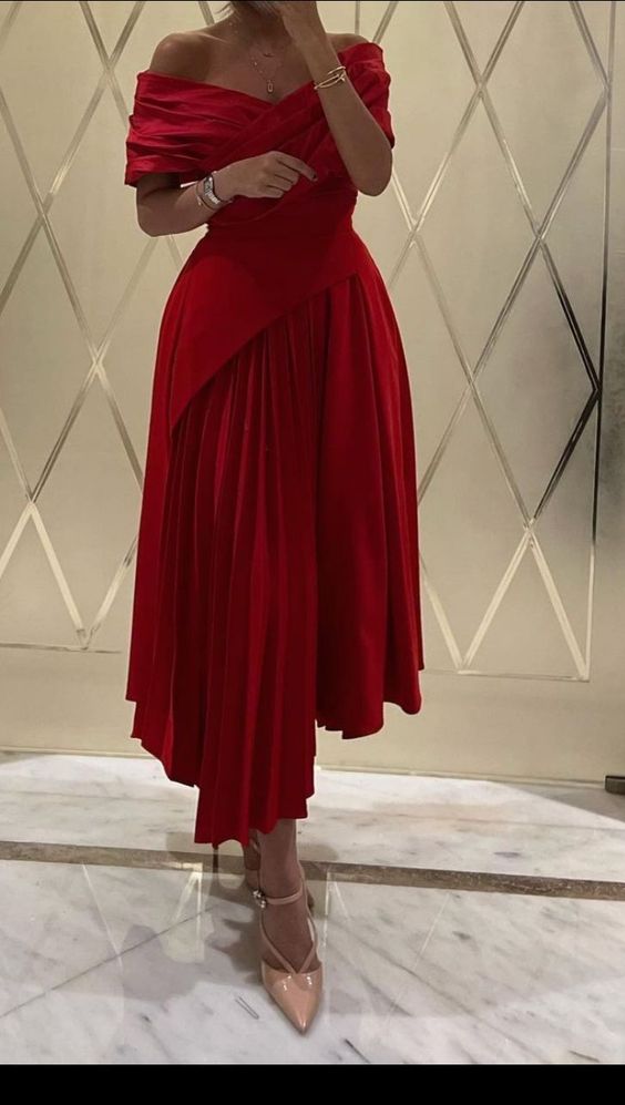 Chiffon Pleated Muslim Evening Dresses Off Shoulder A-Line Prom Party Gowns fg6103 - VelvetHem