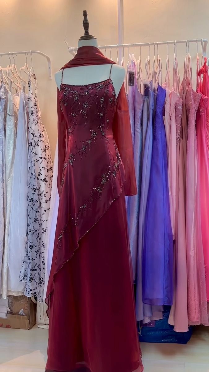 Burgundy Prom Dresses Evening Dress Floor Length Party Gowns fg6556 - View 2 | VelvetHem
