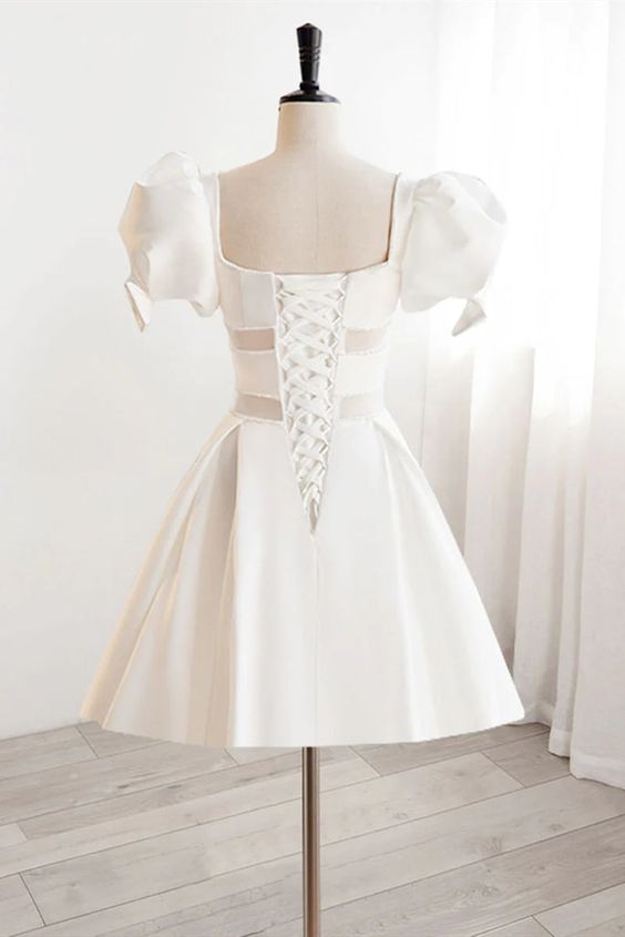Short White Beaded Prom Dresses, Short White Beaded Formal Homecoming Dresses fg6410 - View 2 | VelvetHem