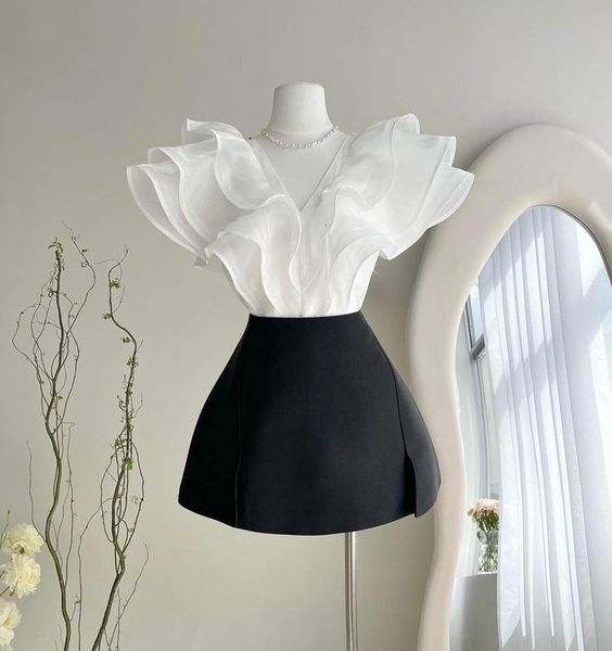 Short mini gown with ruffles cocktail party dress Homecoming Dress fg6110 - View 2 | VelvetHem
