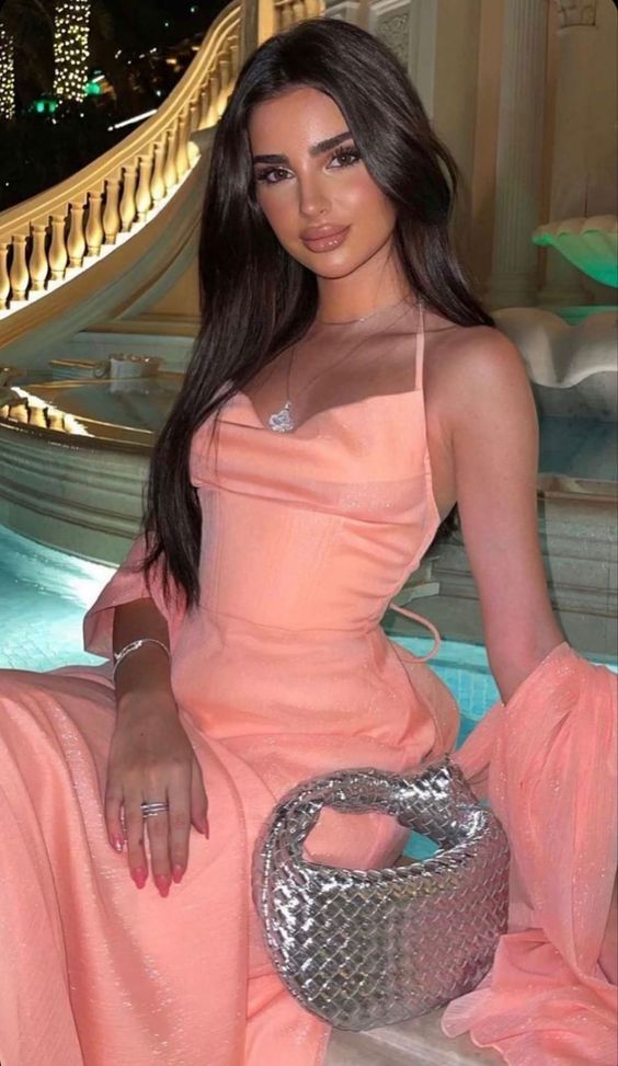 Spaghetti Straps Halter Pink Evening Dresses Formal Gown With Shawl fg6747 - VelvetHem
