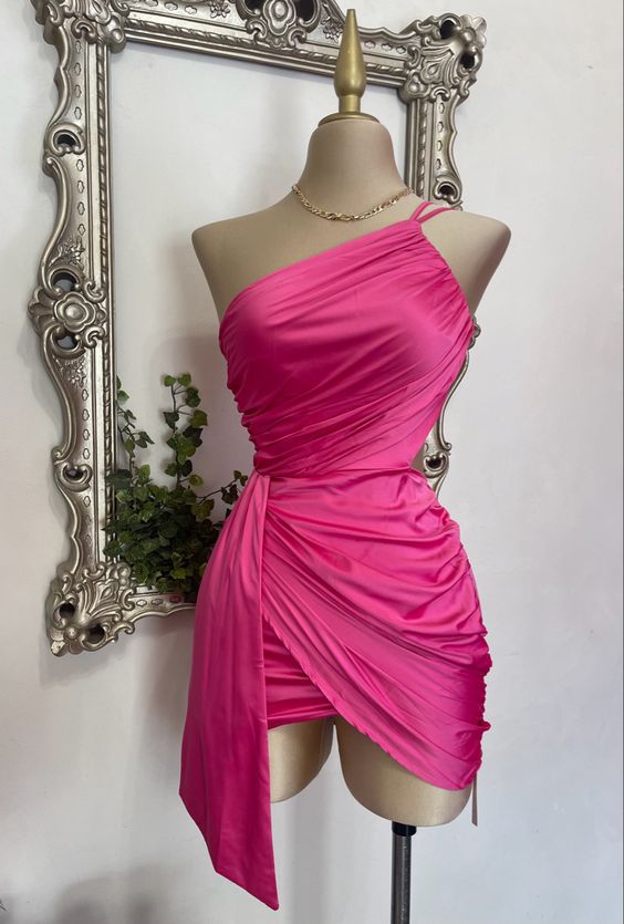 One Shoulder Simple Homecoming Dress Short Prom Gown fg6244 - View 2 | VelvetHem