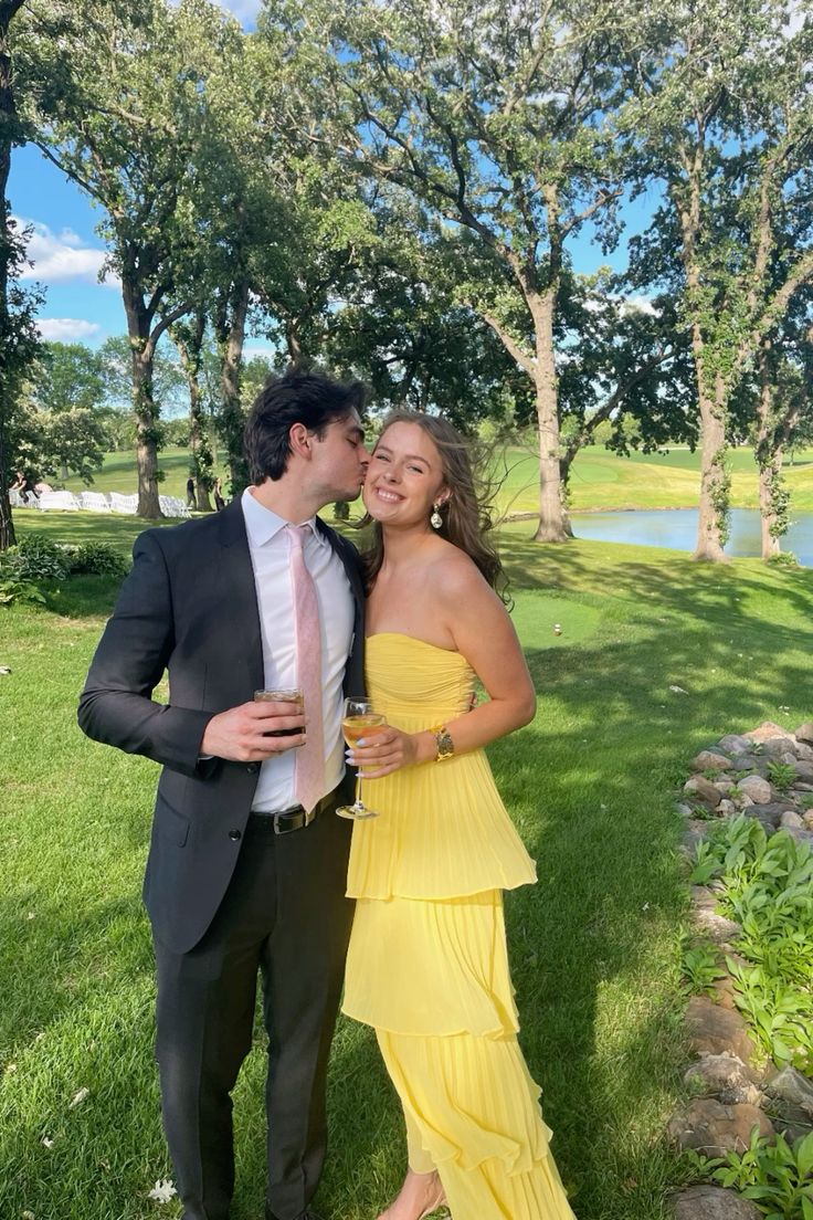 Yellow Strapless A-line Long Prom Dress,Evening Dress fg6623 - View 2 | VelvetHem