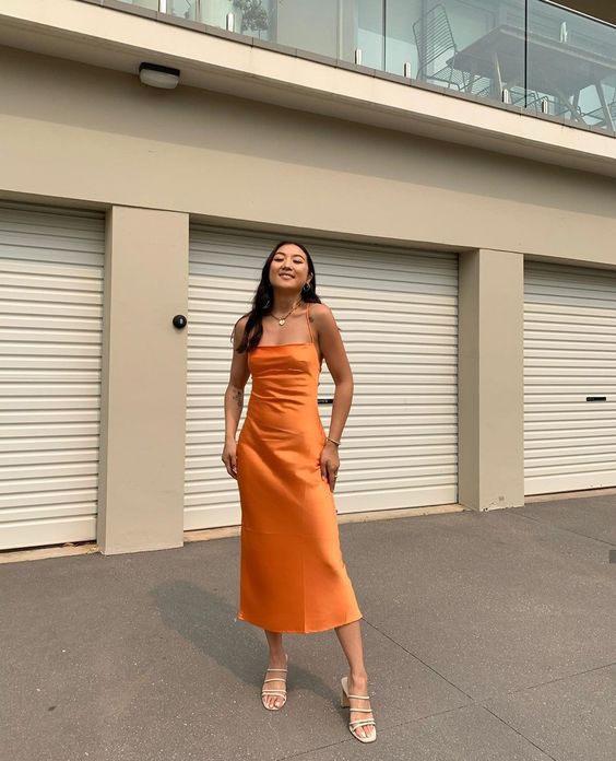 Orange Mermaid Simple Spaghetti Straps New Long Evening Prom Dresses, Formal Bridesmaid Dresses fg6803 - View 2 | VelvetHem