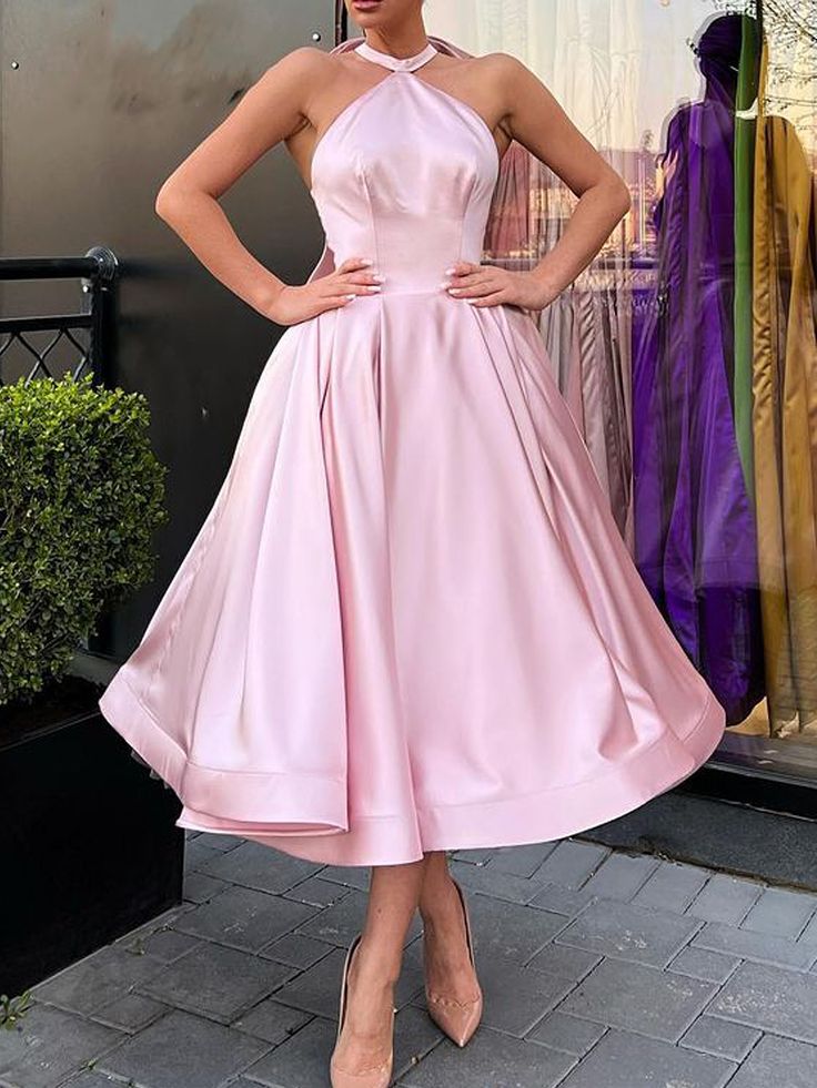 A-Line Evening Gown Homecoming Dress Wedding Guest Satin Dress with Butterfly fg6360 - View 2 | VelvetHem