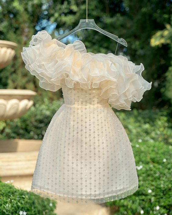 Light Champagne Beaded Off The Shoulder Homecoming Dresses fg6595 - View 2 | VelvetHem