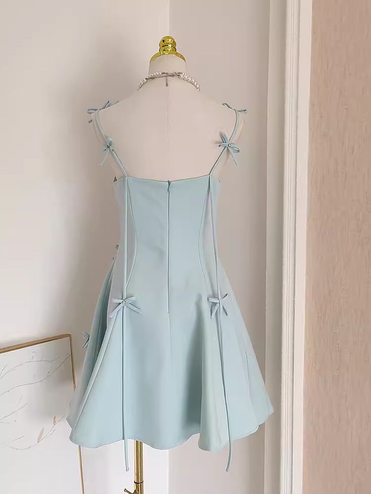 Cute A line Spaghetti Straps Travel Vacation Women Dress Short Birthday Outfits fg6368 - View 3 | VelvetHem