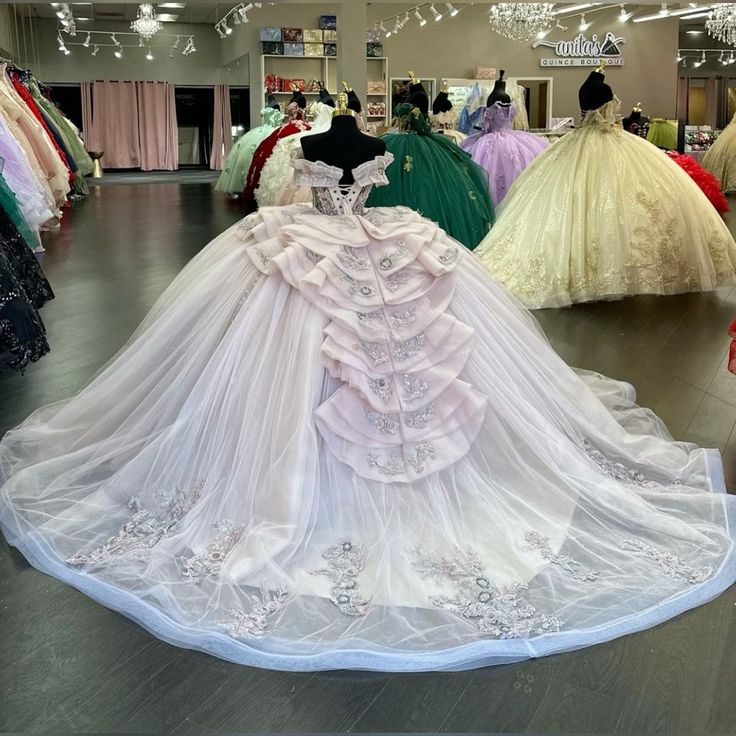 Quinceanera Dress Lace Applique Sequins Beading Mexican Sweet 16 Vestidos De XV 15 Anos Ball Gowns fg6581 - View 3 | VelvetHem