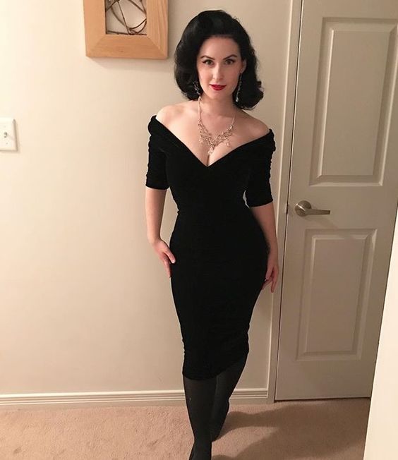 Black Sexy Off The Shoulder Prom Party Dresses Mid Length Evening Gowns fg6273 - View 2 | VelvetHem