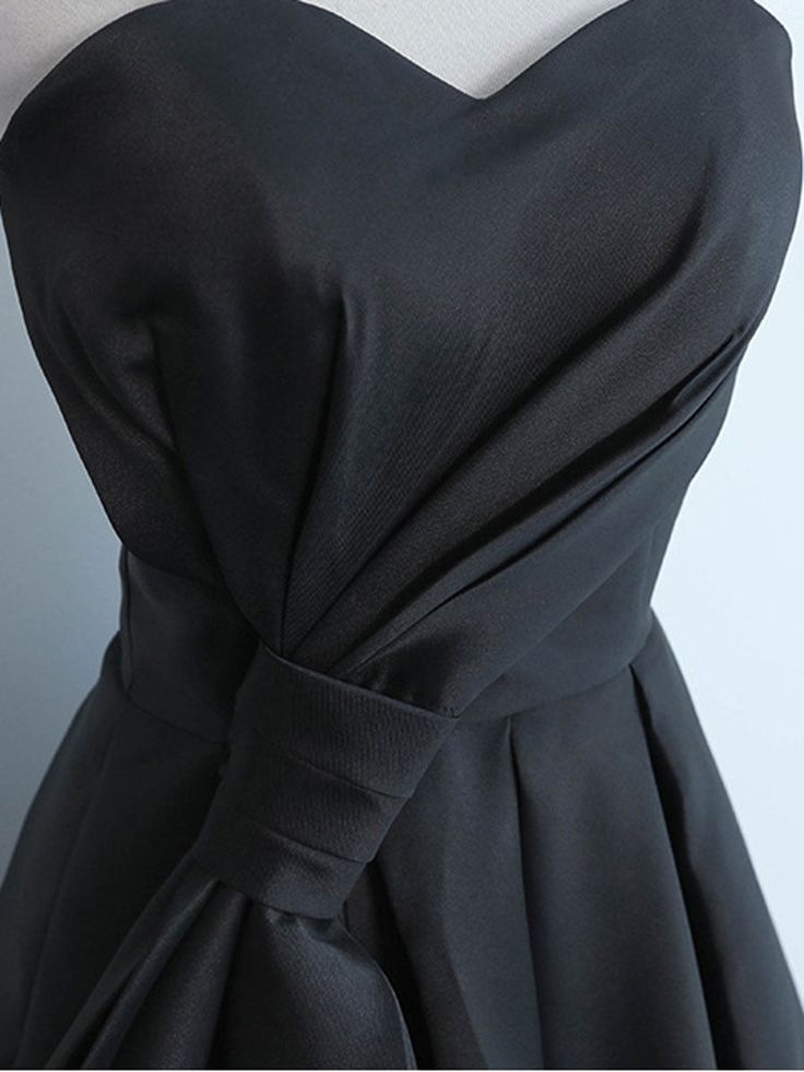Simple Sweetheart Satin Short Black Prom Dress, Black Homecoming Dresses fg6631 - View 4 | VelvetHem