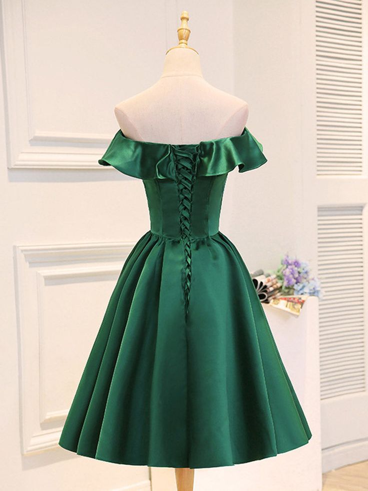 A-Line Satin Short Prom Dress, Homecoming Dress fg6414 - View 4 | VelvetHem