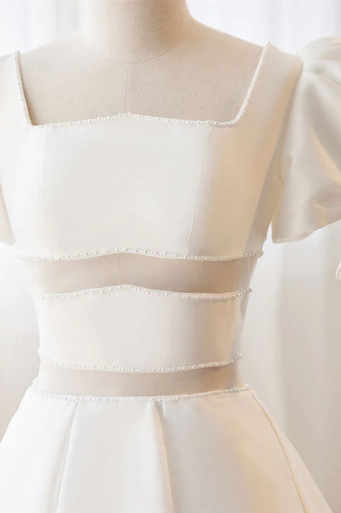 Short White Beaded Prom Dresses, Short White Beaded Formal Homecoming Dresses fg6410 - View 4 | VelvetHem