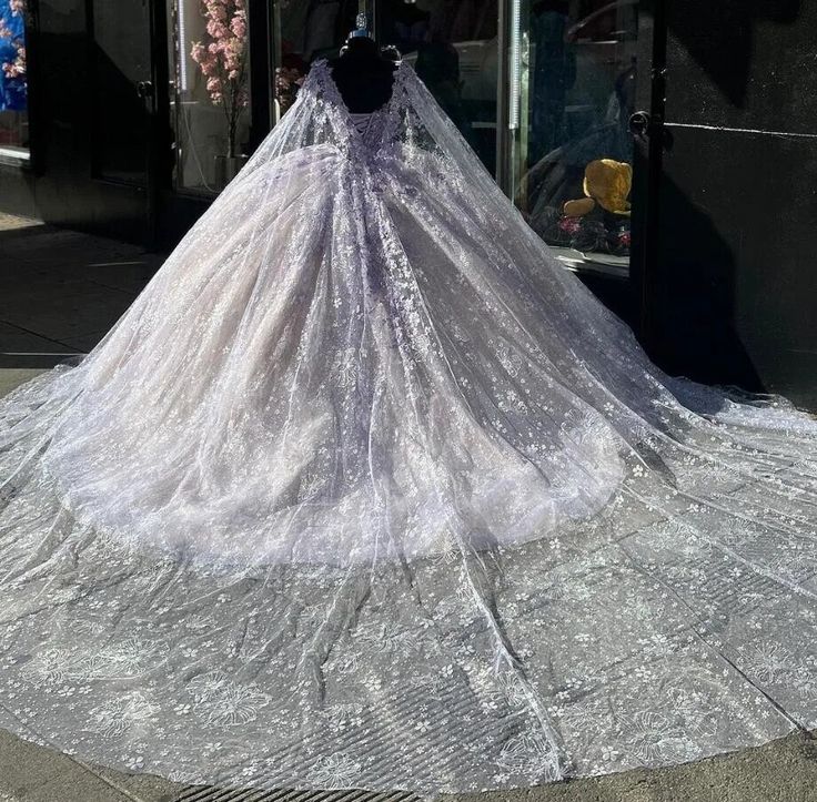 Light Purple Quinceanera Dressess with Cape Luxury Butterfly Applique Sweet 16 Ball Gown fg6470 - View 4 | VelvetHem