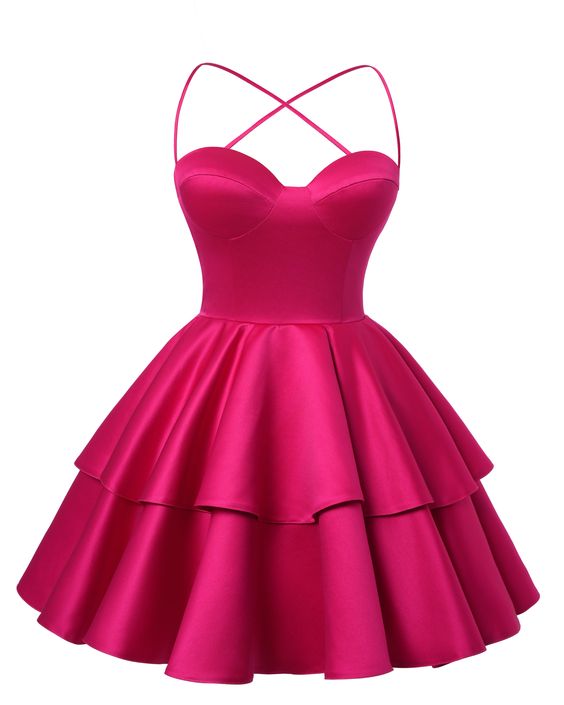Satin Homecoming Dress Sweetheart Neck Tiered Short Graduation Dresses fg6044 - VelvetHem