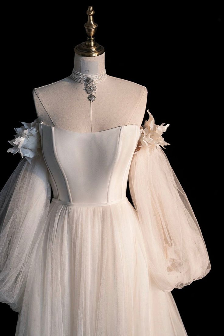 Tulle Long Sleeve Prom Dress, Off the Shoulder Evening Dress fg6045 - View 2 | VelvetHem