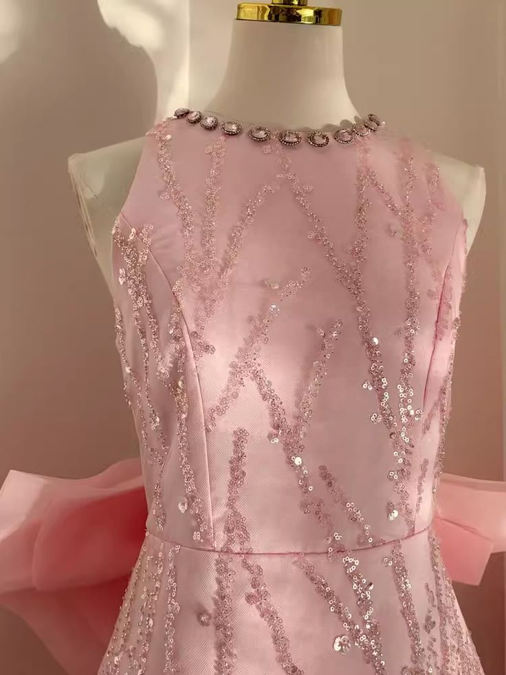 Sexy A line Scoop Pink Sequin Travel Vacation Dress Short Birthday Dress fg6374 - View 5 | VelvetHem