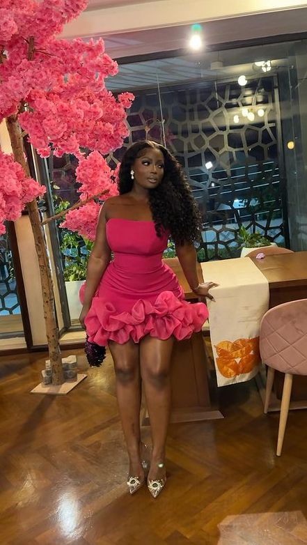 Strapless cocktail dress, short prom dress with ruffles below, birthday party summer formal gown fg6016 - VelvetHem