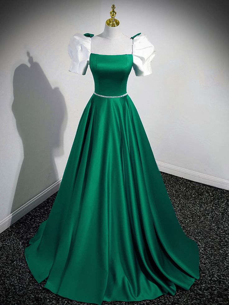 A-Line Satin Long Prom Dresses, A-Line Formal Dresses fg6312 - VelvetHem
