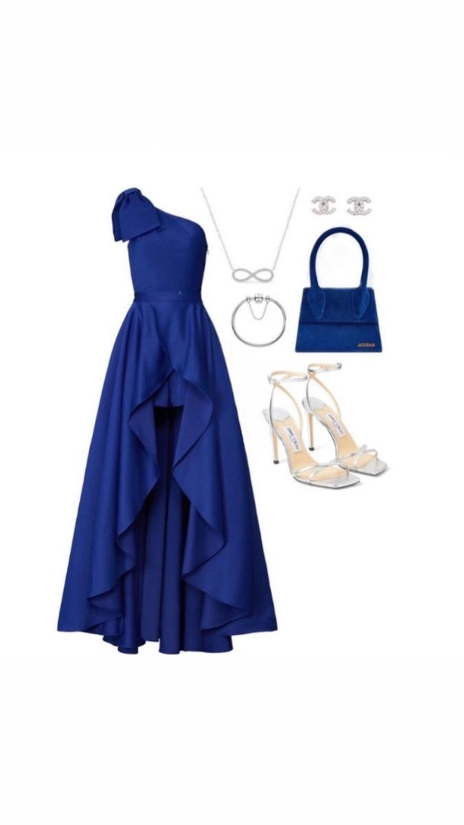 Elegant Formal Dress One Shoulder High Low Evening Party Dress