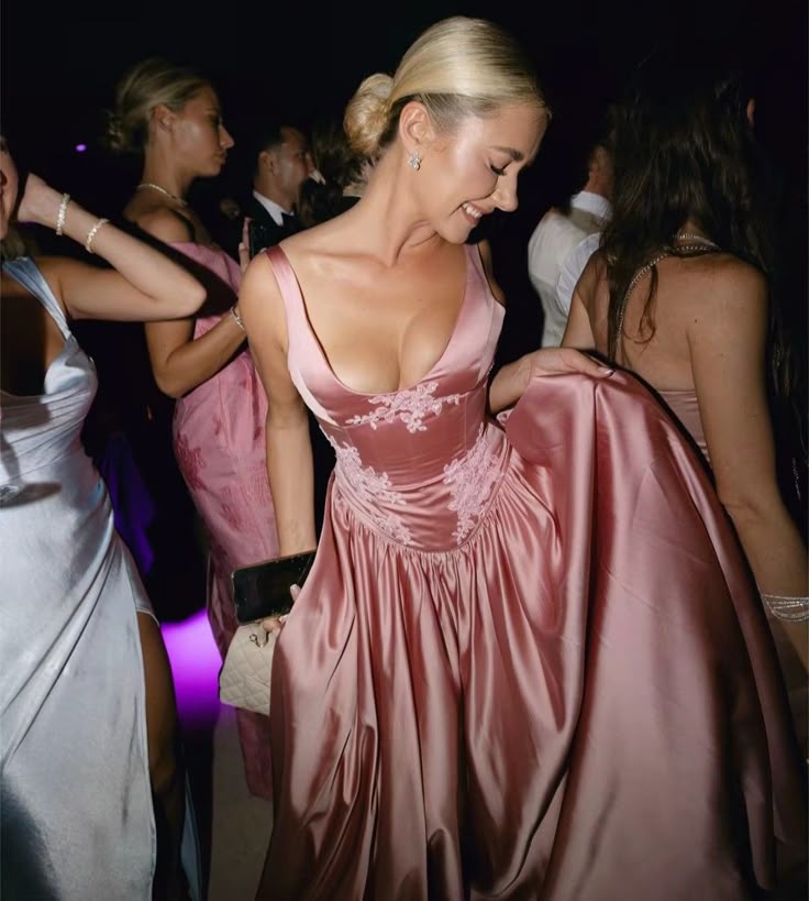 Elegant A Line Floor-length Satin Long Pink Evening Dress Prom Dresses fg6647 - VelvetHem