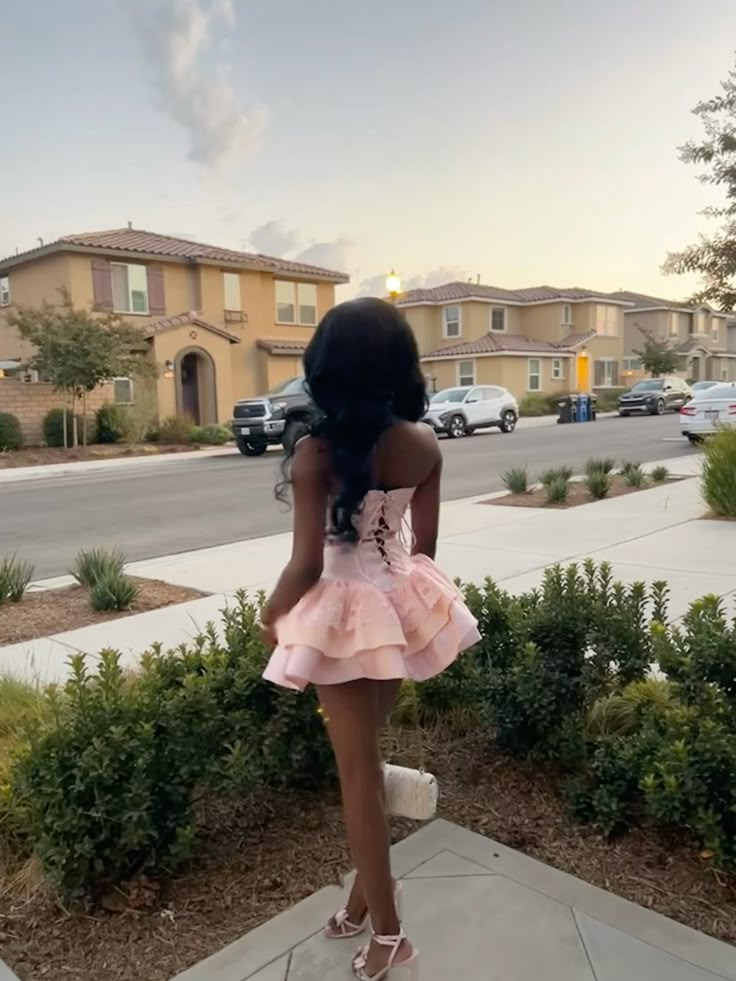 Pink Strapless Birthday Dress Pink Homecoming Dress Short Party Dress - View 3 | VelvetHem