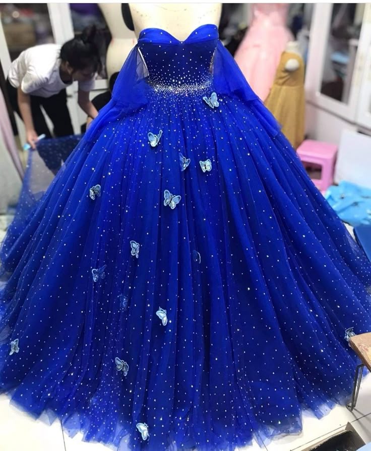 Royal Blue/Red quincea�era dress Ball Gown Prom Dresses Evening Gown - View 3 | VelvetHem