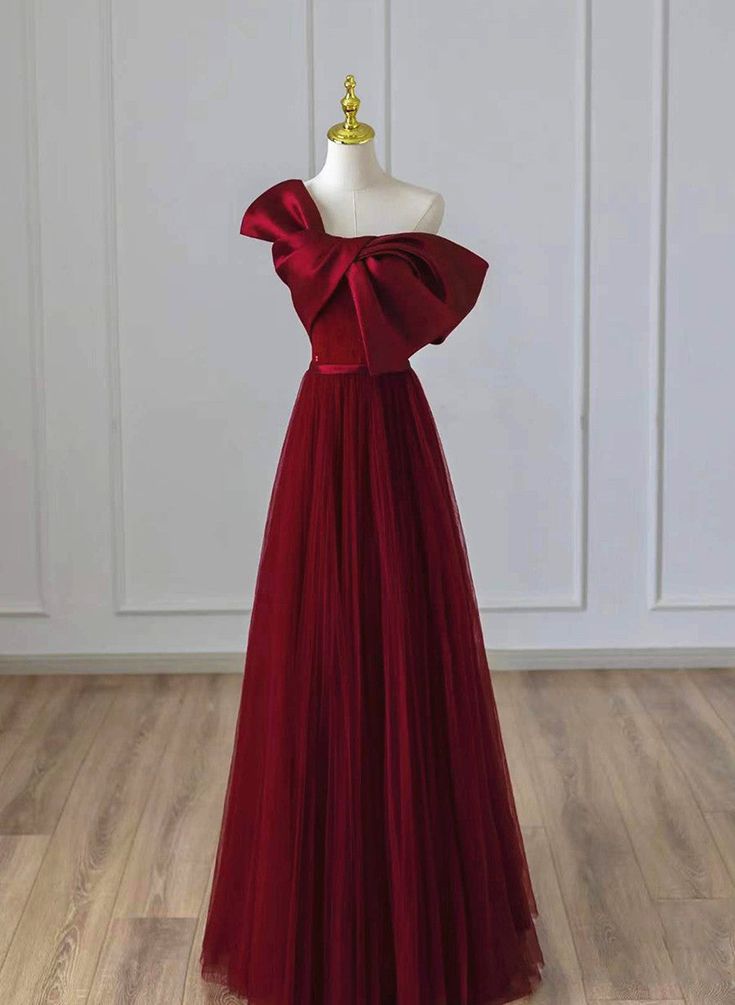 Satin and Tulle A-line Simple Prom Dress, Floor Length Party Dress fg6352 - VelvetHem
