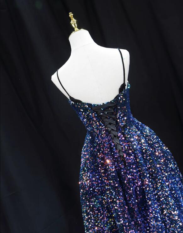 Sequins V-Neckline Short Straps Homecoming Dress, Short Sequins Prom Dress - View 2 | VelvetHem