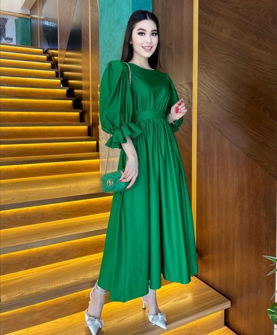 Women Green A-line Prom Dress,Simple Prom Gown - View 2 | VelvetHem
