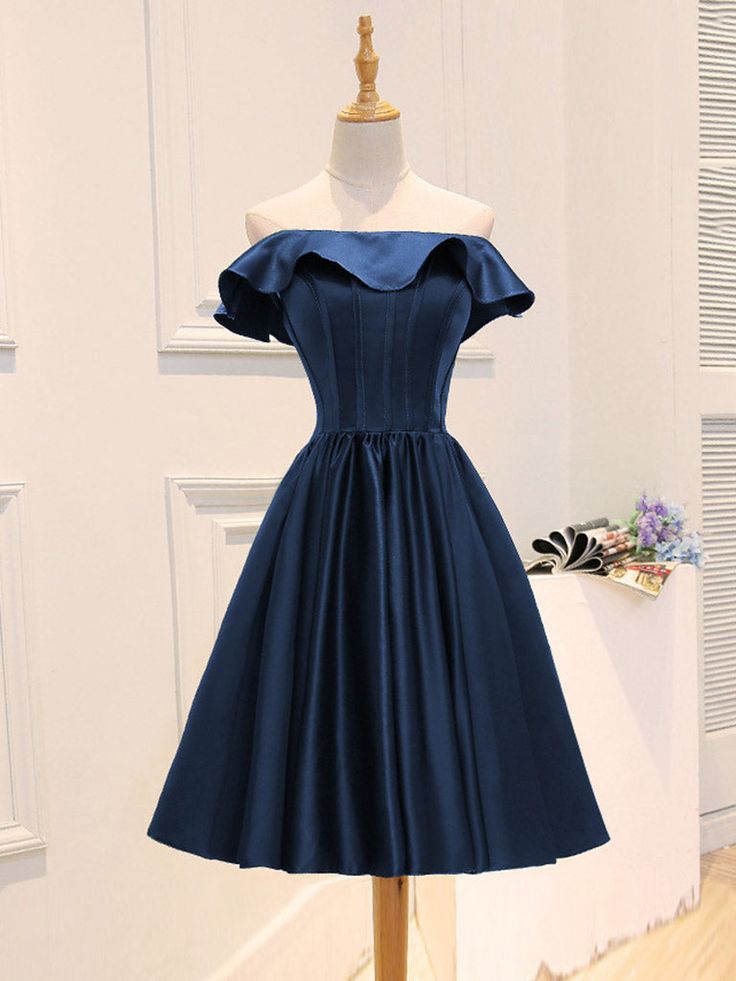 A-Line Satin Short Prom Dress, Homecoming Dress fg6414 - VelvetHem